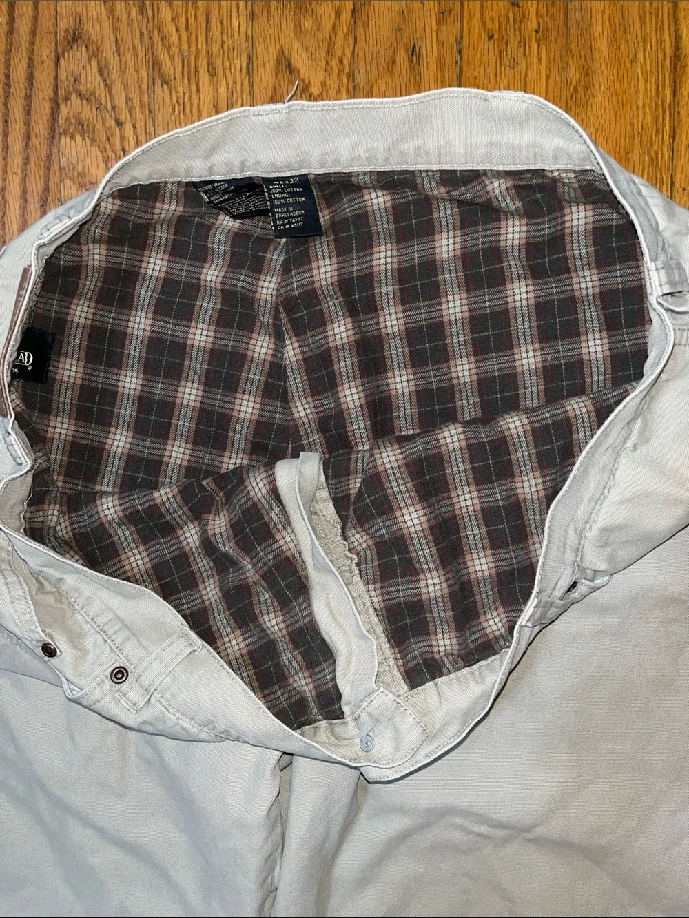RedHead Flannel Lined Men's Casual Khaki Cargo Work Pants - Light Beige Size 42